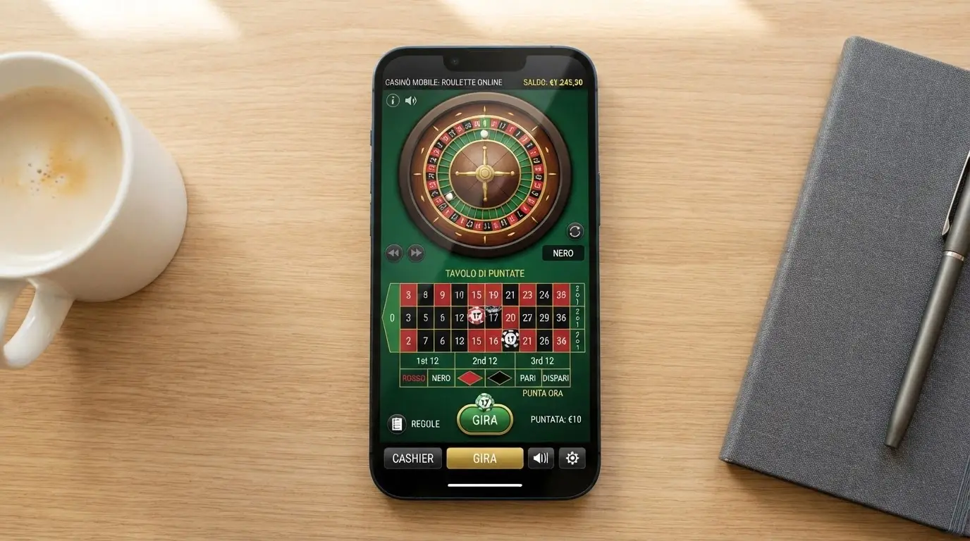 Smartphone con l'app di un casinò online aperta sullo schermo