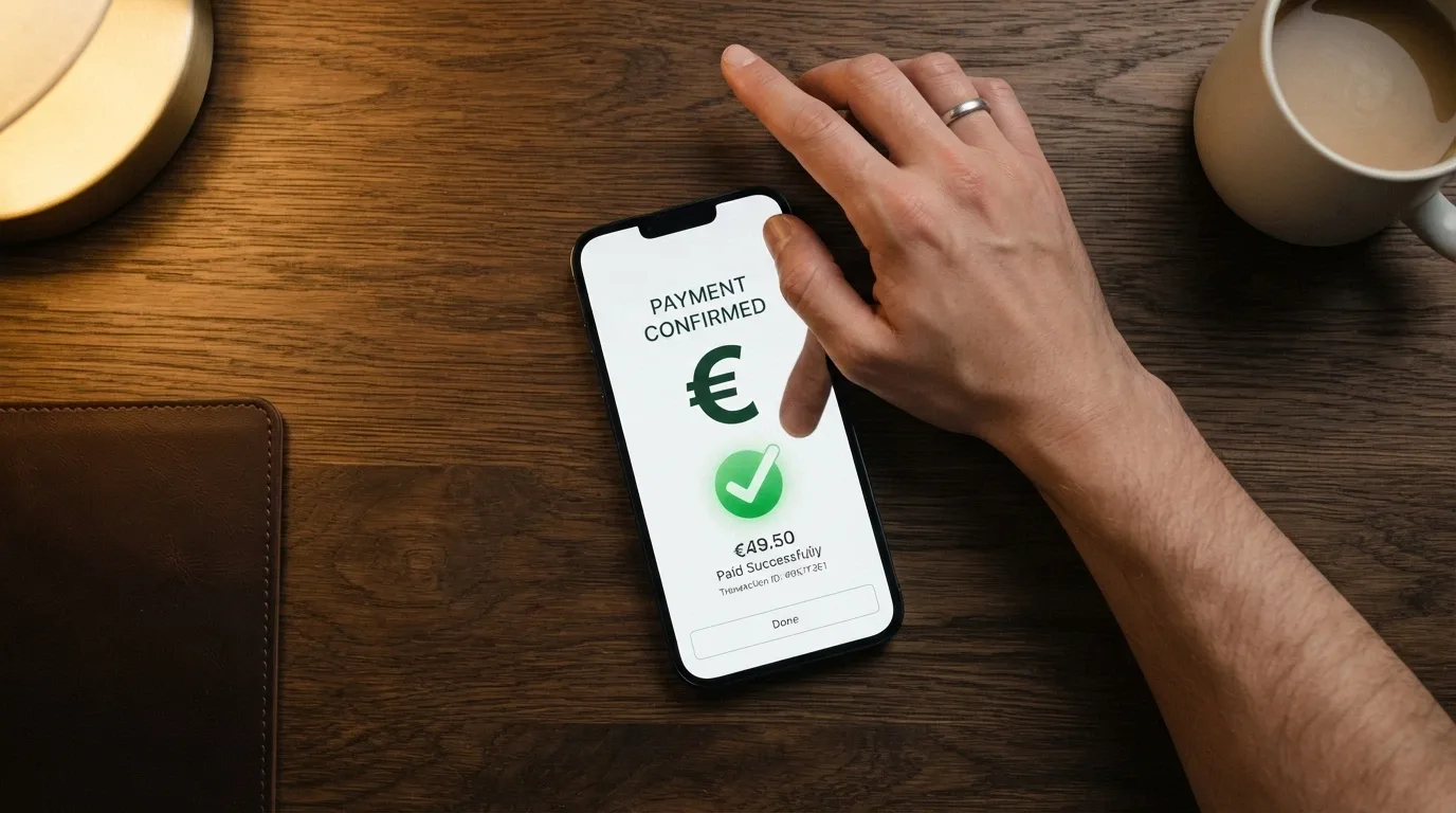 iPhone che mostra la schermata di conferma Apple Pay con Face ID attivo durante un deposito su un'app casinò
