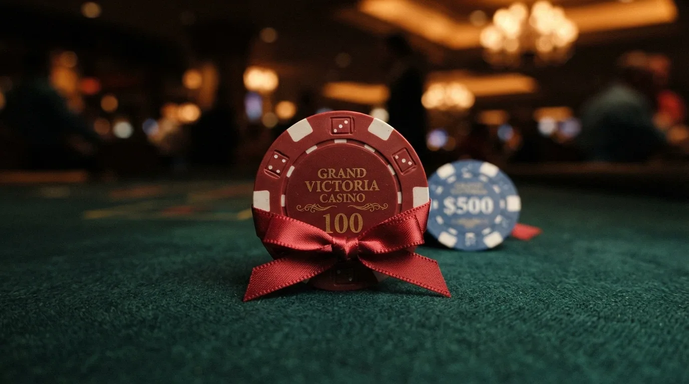 Una pila di fiches da casinò con un nastro rosso intorno, ma il nastro è annodato più volte a simboleggiare i requisiti di sblocco