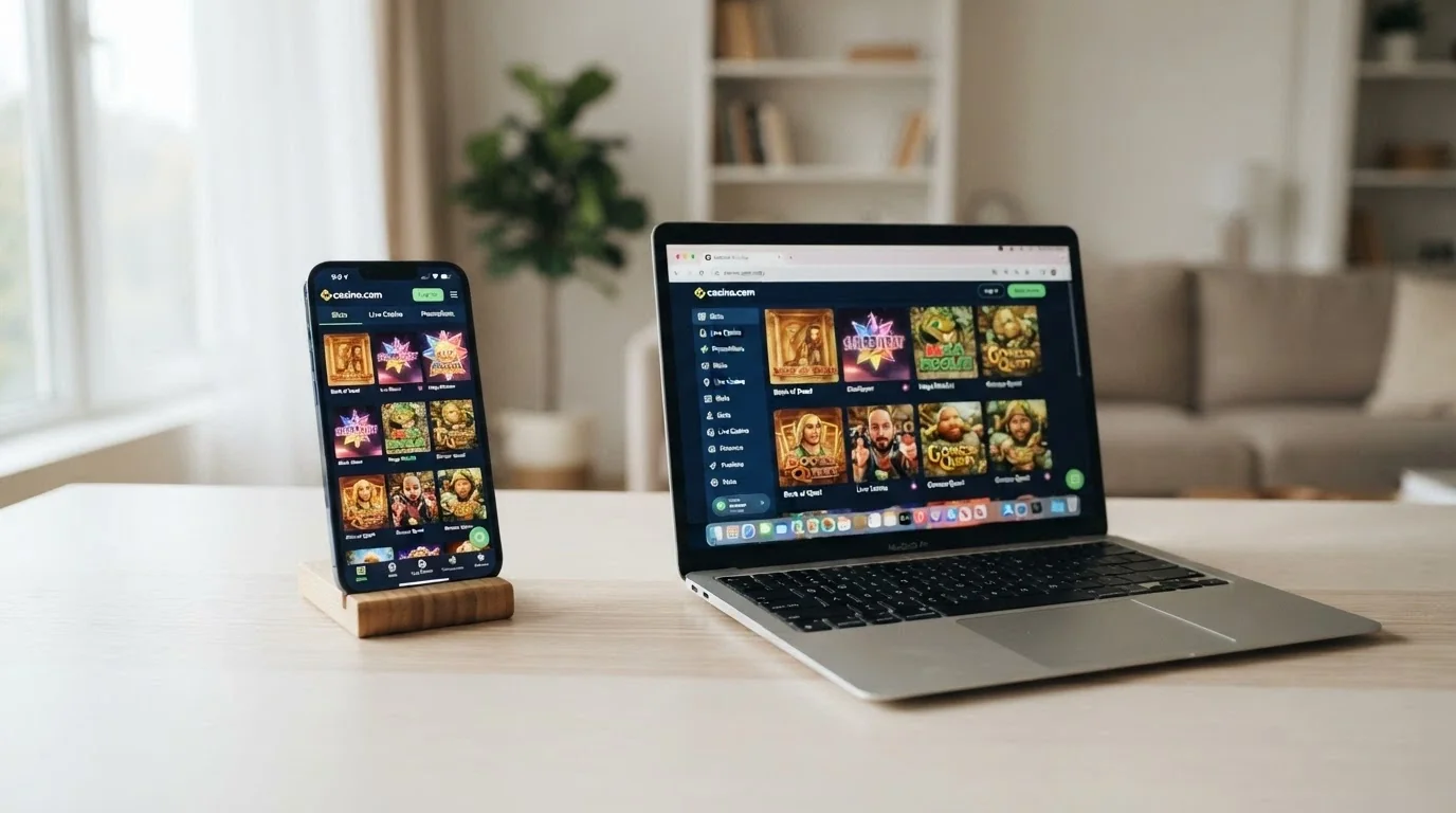 Smartphone con interfaccia di casinò BTG aperta nel browser accanto all'icona dell'app