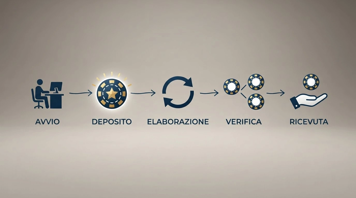 Schema visivo che mostra il percorso di un bonus senza deposito: registrazione → accredito Fun Bonus → wagering → conversione in Real Bonus → prelievo, con i vincoli di tempo e moltiplicatore evidenziati
