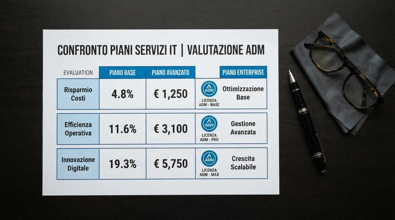 Una tabella comparativa stilizzata con le prime tre righe visibili, icone delle licenze ADM e cifre dei bonus in evidenza.