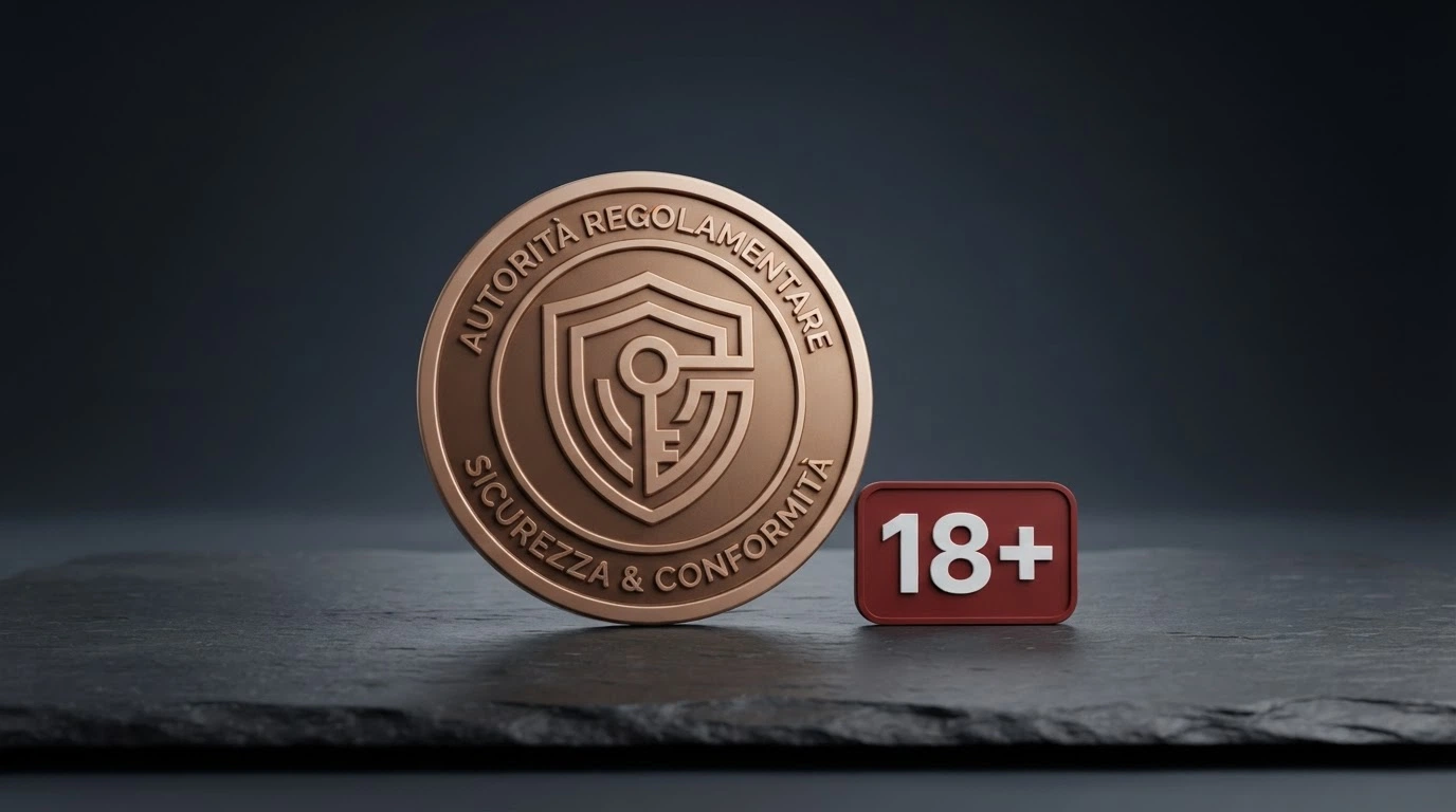 Il sigillo di una licenza Curaçao eGaming nel footer di un casinò online, affiancato dal logo «18+»