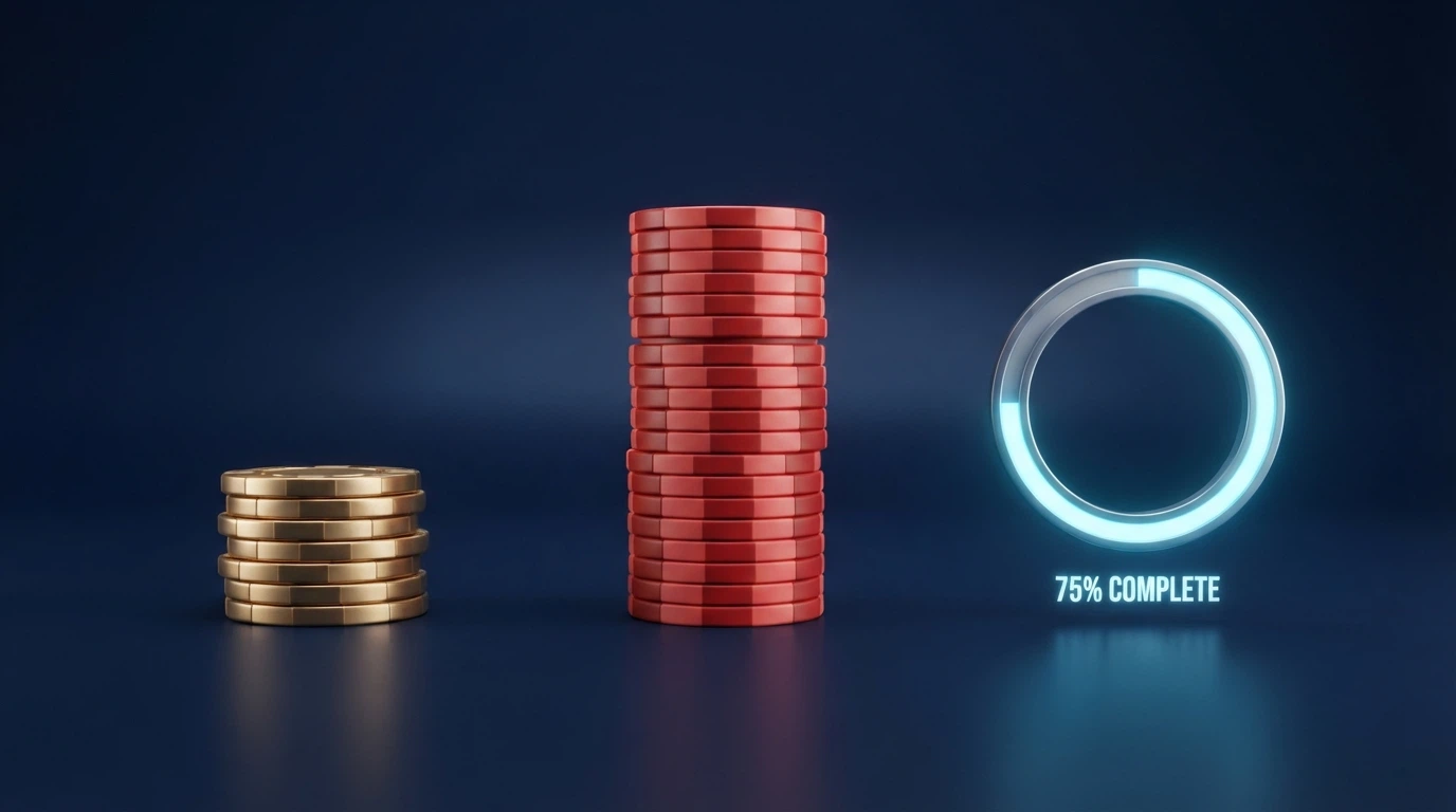 Un'illustrazione a tre fasi: deposito da 100€, credito bonus da 300€, e l'indicazione del requisito di puntata.