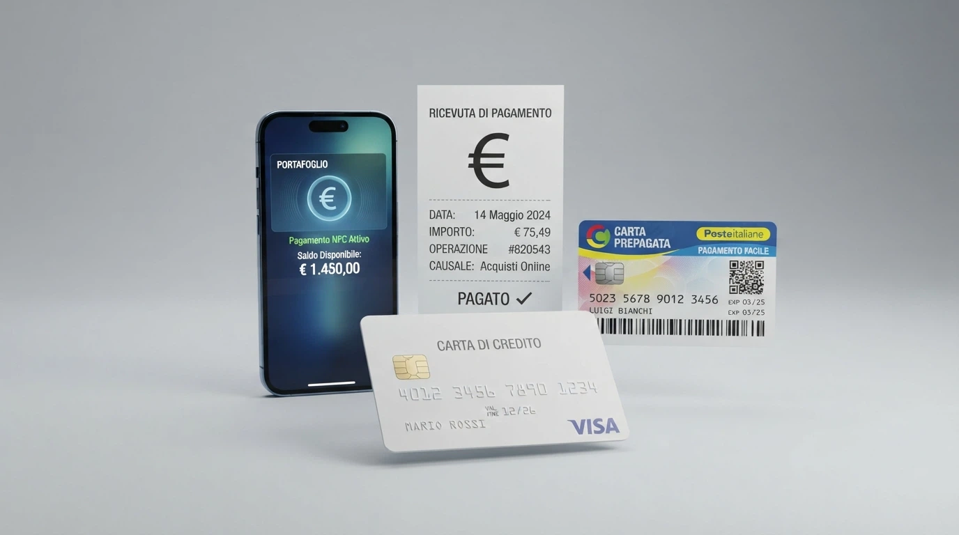 Una panoramica ordinata dei principali metodi di pagamento accettati nei casinò online italiani: carte, e-wallet, prepagate e bonifici a confronto visivo