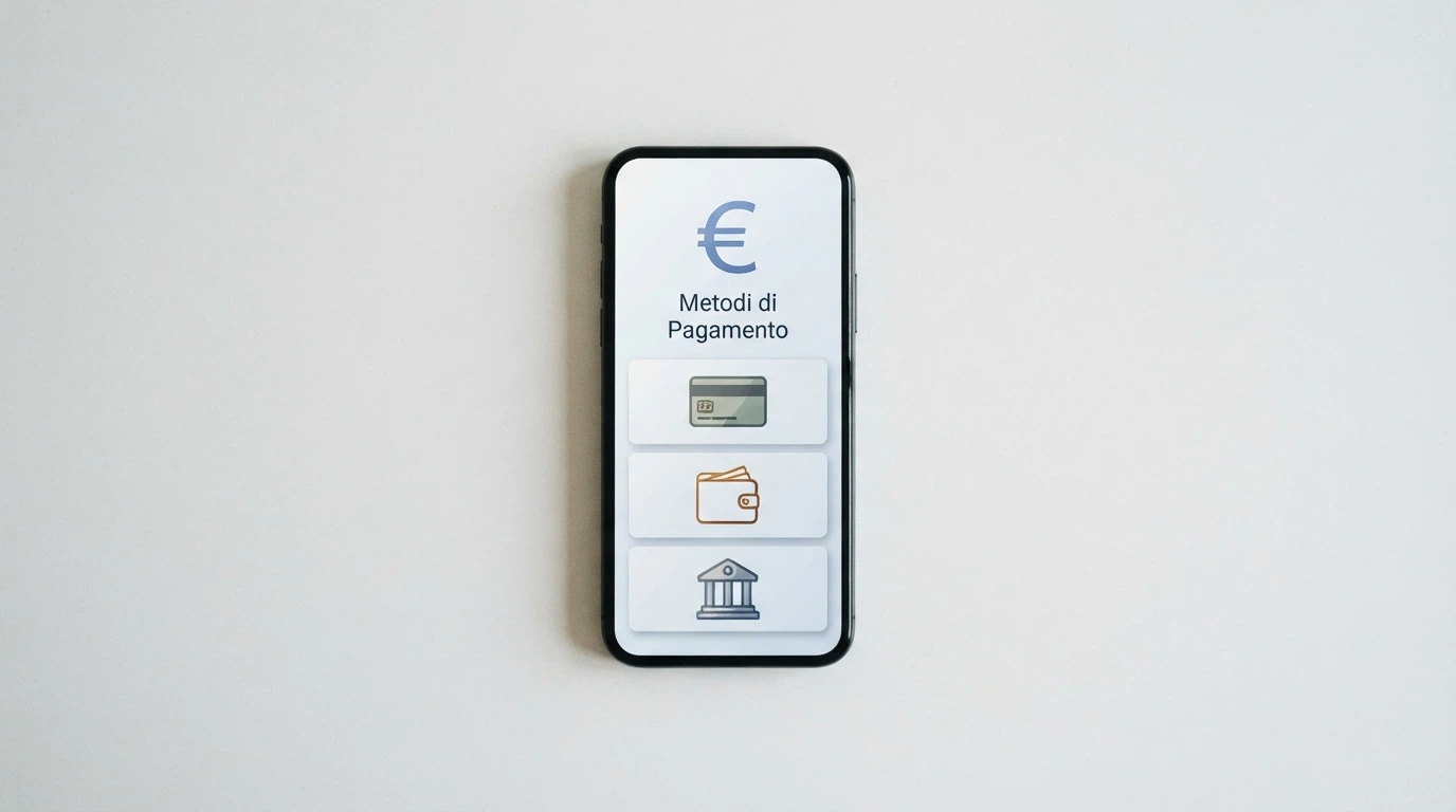 La schermata di un casinò online con le opzioni di deposito: carta di credito, portafoglio elettronico e bonifico bancario