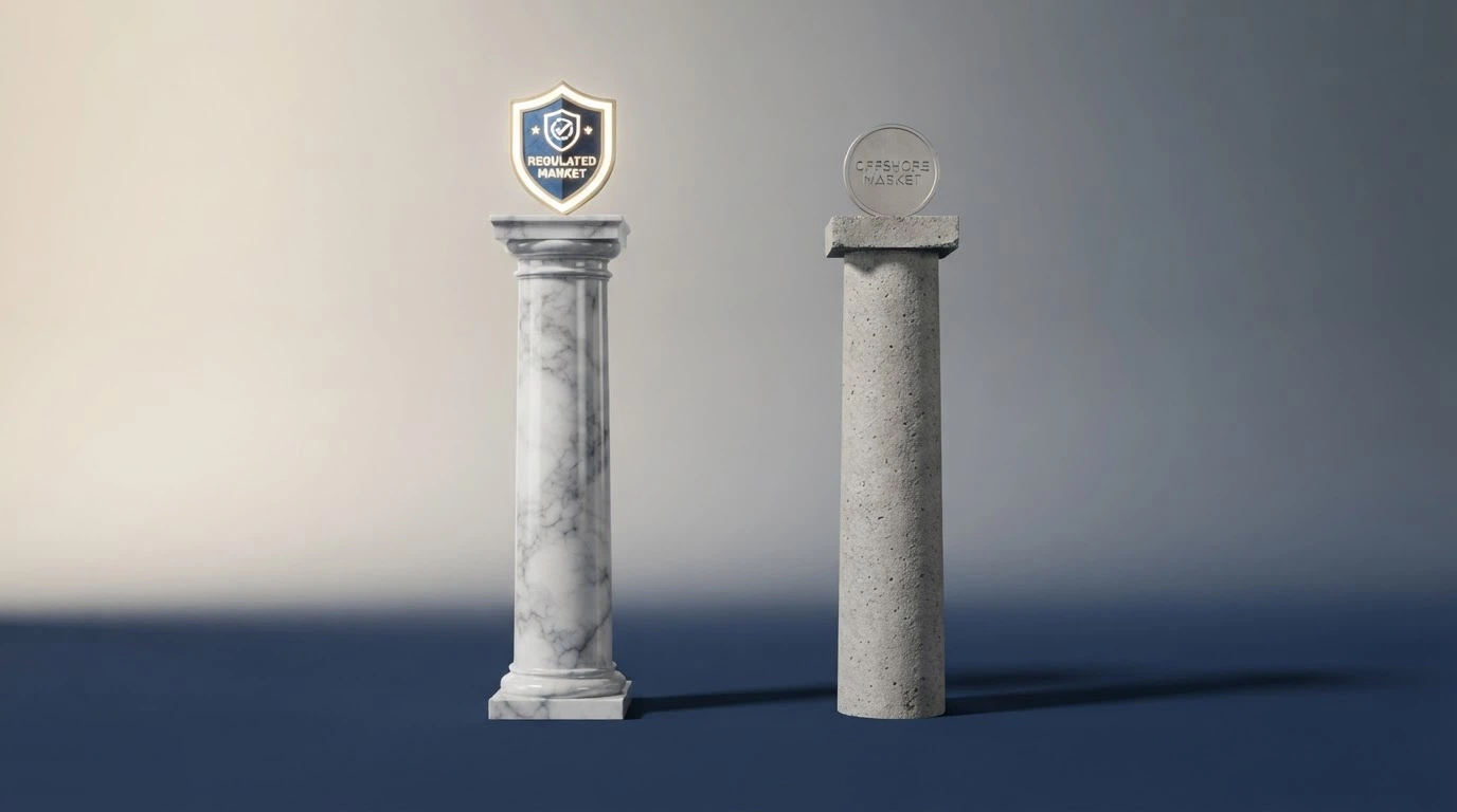 Due colonne a confronto: una licenza ADM da un lato e una piattaforma offshore dall'altro
