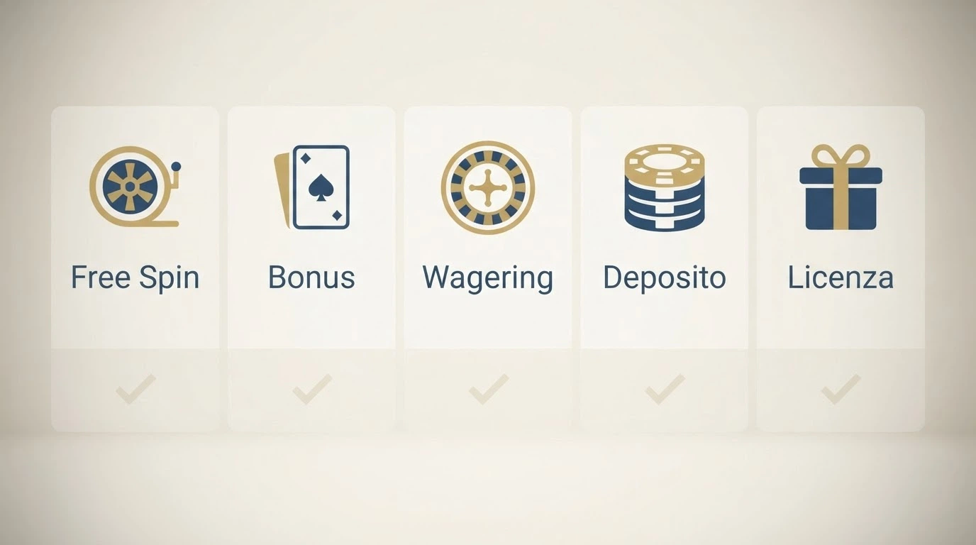 Tabella comparativa con i nomi dei casinò ADM e i rispettivi bonus senza deposito e wagering