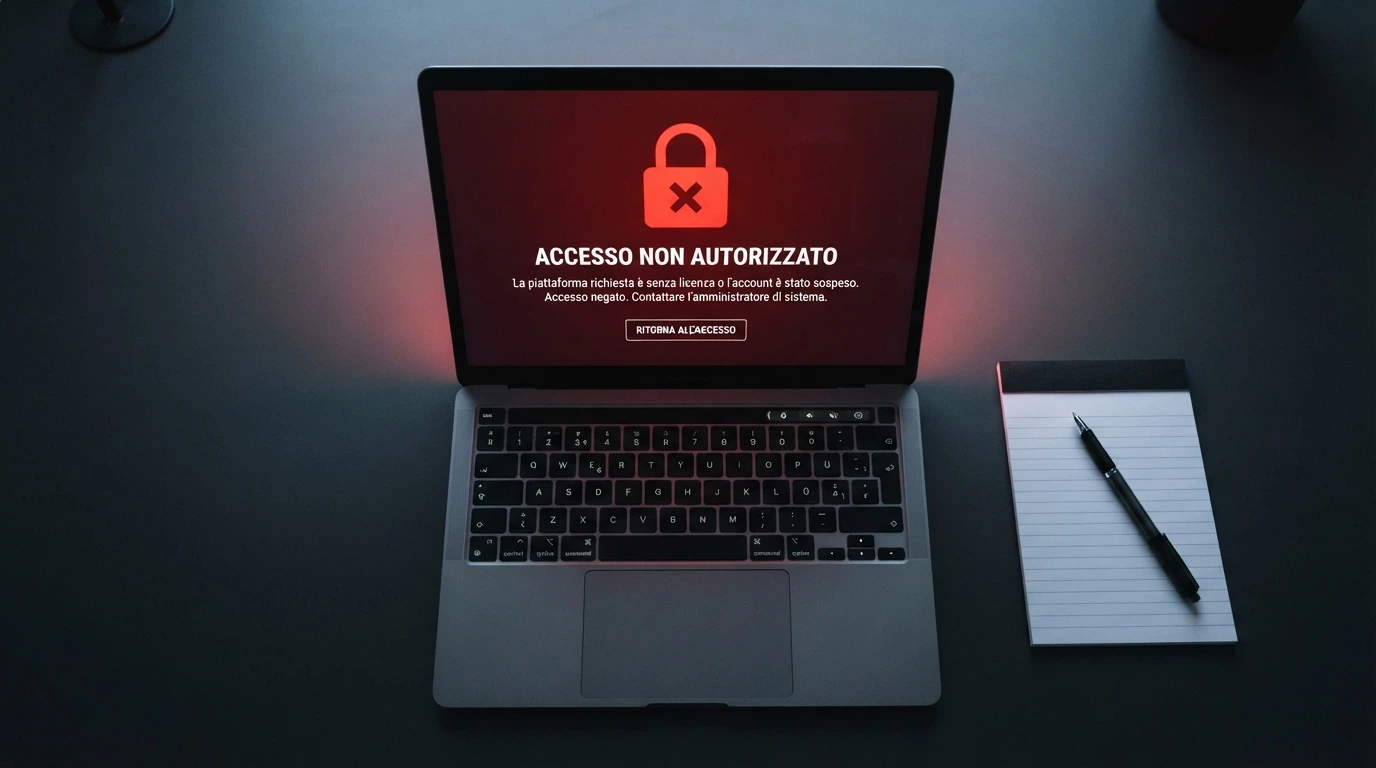 Uno schermo con un avviso di sito bloccato dall'ADM e la scritta «Accesso non autorizzato».